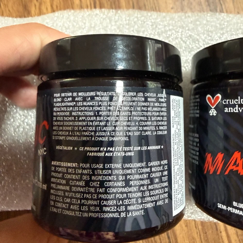 2x Manic Panic Vegan Semi Permanent Hair Dye Color Blue Panther Blue Black